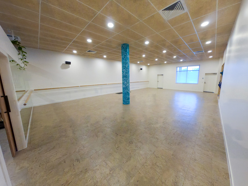 Inside the Flolo Helensvale studio, spacious, light-filled practice room